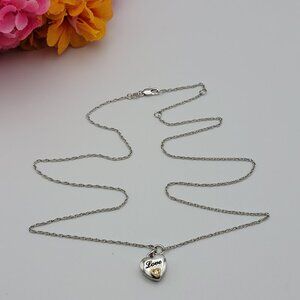 BGE Gold And Silver Plated Diamond Heart Necklace Love/My Family My Joy 24 Inch